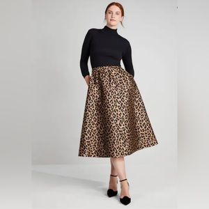 Kate Spade ♠️ Leopard Jacquard Midi Skirt size L